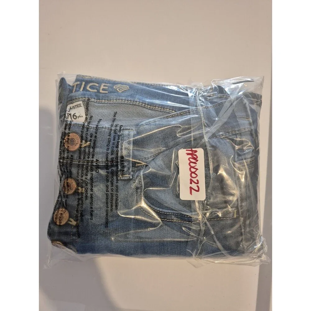 Justice Girls 16 Plus Skinny Blue Jeans Button Fly Stretch Denim Jeans